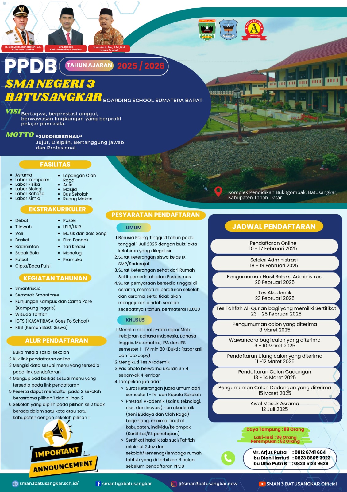 PPDB BOARDING SCHOOL SMAN 3 BATUSANGKAR
