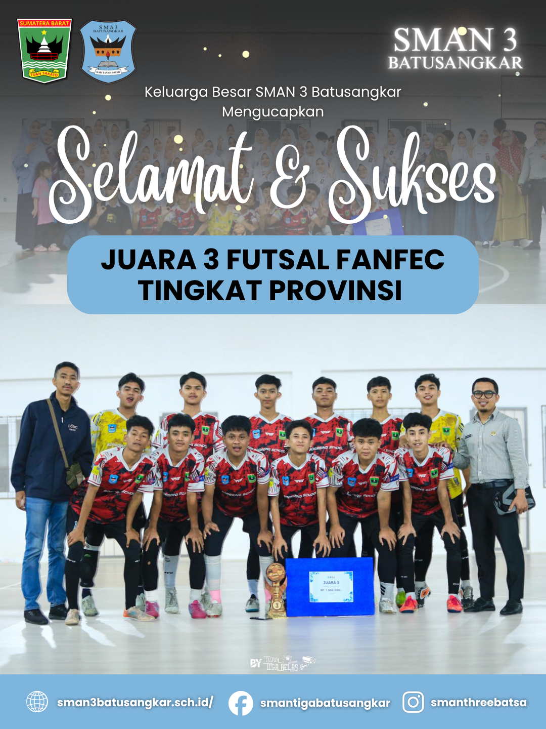 Semangat Juang di Lapangan Hijau: Tim Futsal SMAN 3 Batusangkar Raih Juara 3 Futsal FANFFEC Tingkat Provinsi Sumatera Barat
