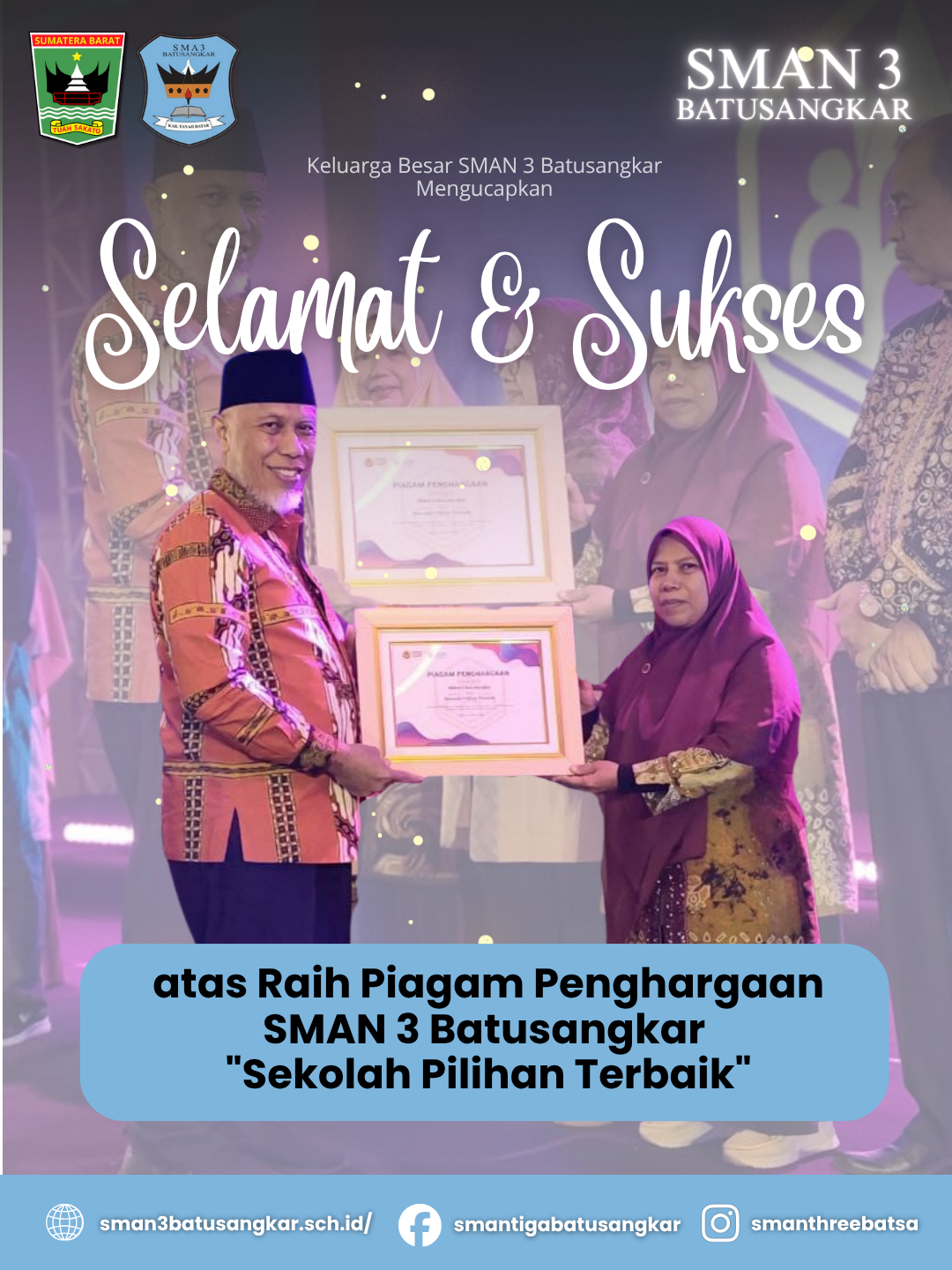 ✨ SMAN 3 Batusangkar Raih Piagam Penghargaan sebagai “Sekolah Pilihan Terbaik” pada Sumbar Teacher Summit 2026 ✨ SMAN 3 Batusangkar Raih Piagam Penghargaan sebagai “Sekolah Pilihan Terbaik” pada Sumbar Teacher Summit 2026