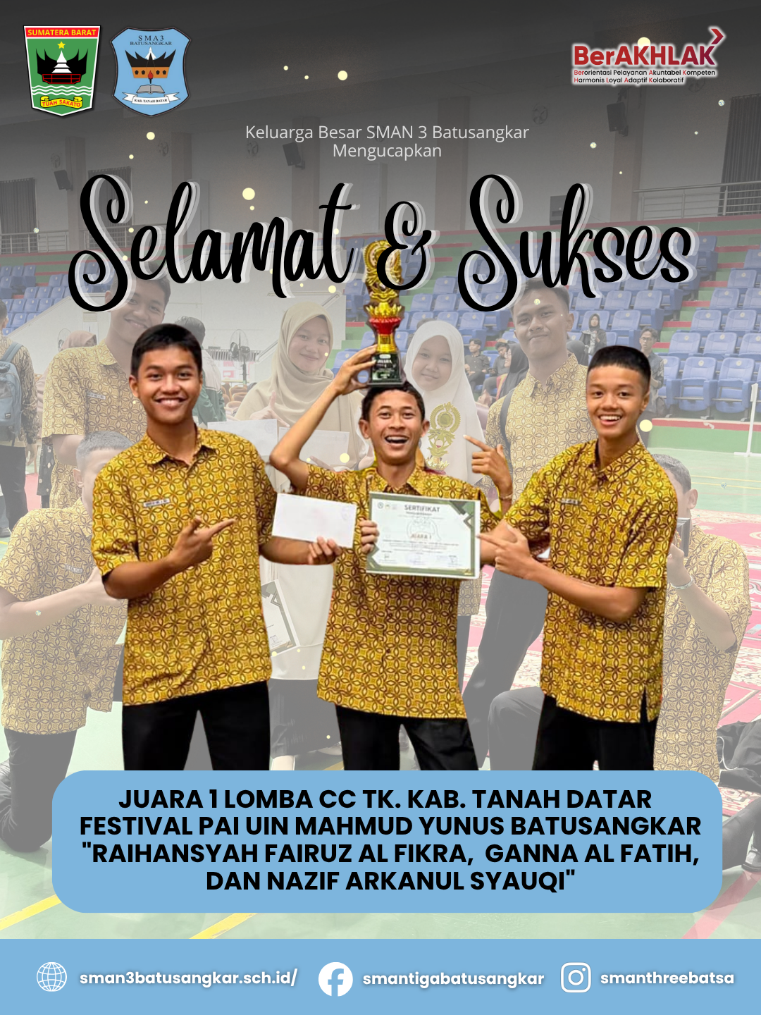 🏆 Luar Biasa! Tim SMAN 3 Batusangkar Raih Juara 1 Lomba CC Tingkat Kabupaten Tanah Datar 🏆 Luar Biasa! Tim SMAN 3 Batusangkar Raih Juara 1 Lomba CC Tingkat Kabupaten Tanah Datar